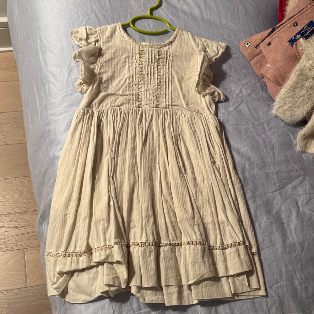 Adorable Cream Ruffle Kids Dress
